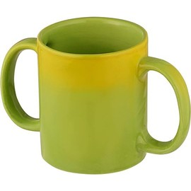 AncientImpex Ceramic Drinking Cup with Two Handles for Secure Grip 350ml - Elegant Green