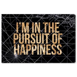 The Oliver Gal Artist Co. Typography and Quotes Wall Art Canvas Prints 'Pursuit of Happiness Night' Home Décor, 24" x 16", Gold, Black