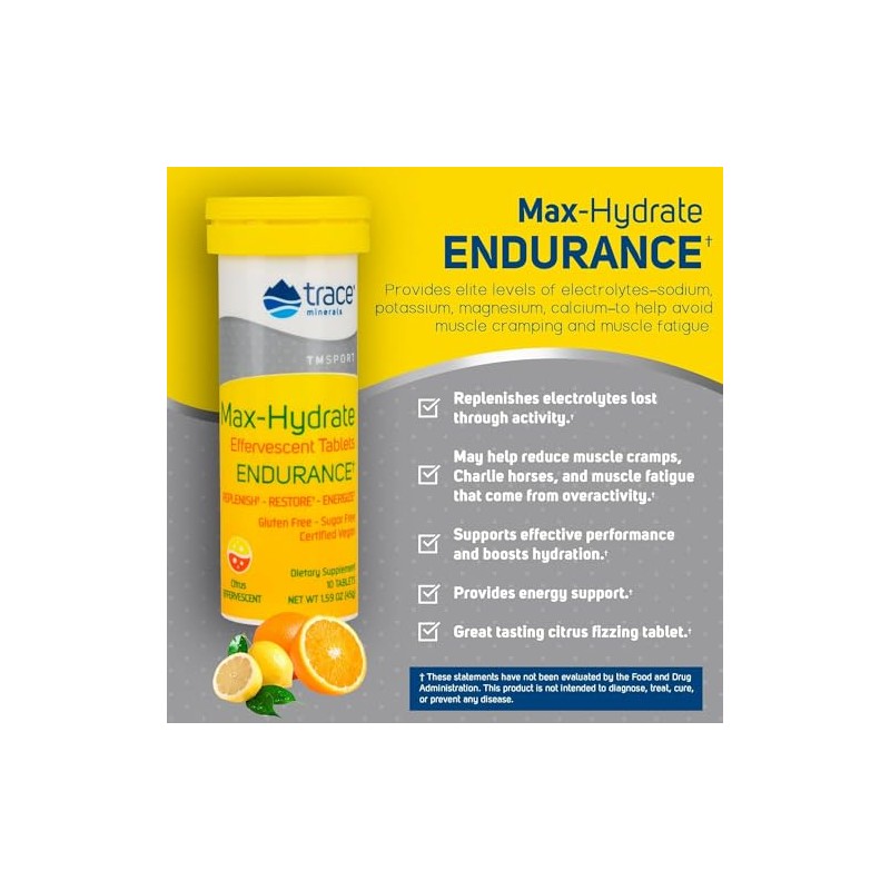 Max Hydrate Resistencia Trace Minerals Suplemento Apoyo Energético Diario Electrolitos