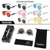 FEISEDY Retro Round Steampunk Sunglasses Lennon Hippie Glasses Metal Frame