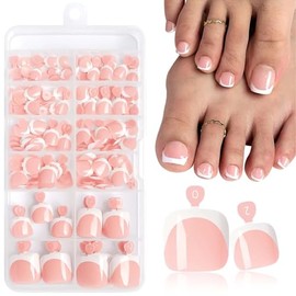 Tips Uñas Postizas para los Pies, 120 Uds Acrílicas Estilo Punta Francesa | Puntas de almendra medianas, uñas postizas de acrílico para decoración de 
