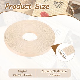 PATIKIL 27.3 Yards x 0.6" Paper Rattan Weaving Cane, 12-Ply Paper Rattan Weave Basket Weaving Supplies for DIY Home Kitchen Decoration Basket Crafts, Beige