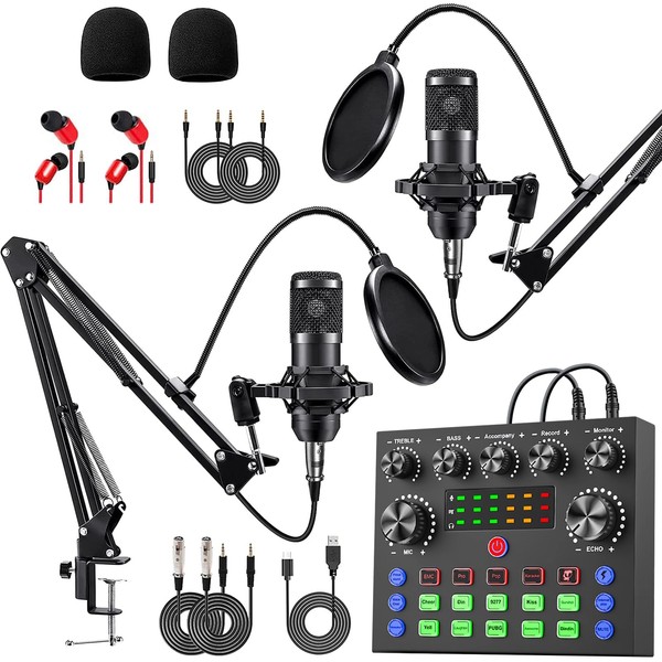 sktome Podcast Equipment Bundle for 2, V8s Voice Changer with