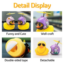 wonuu Rubber Duck Car Ornaments Yellow Duck Car Dashboard Decorations Cool Glasses Duck with Propeller Helmet (Purple Rabbit-Yellow)