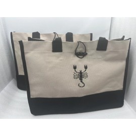 Aricsen Fabric Canvas Tote Bag With Handles 2-Pack Zodiac Sign Large Reusable Natural