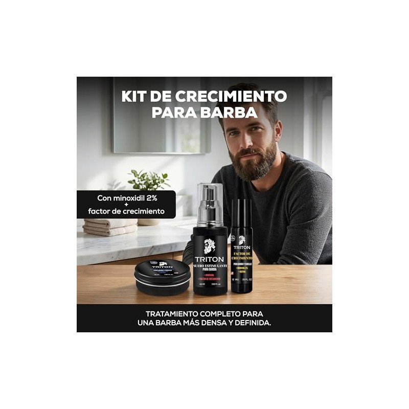 Kit Crecimiento Barba Suero Cera Hombre Piezas