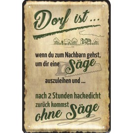 Geschenkeparadies 24 Decorative Tin Sign 20 x 30 cm Village Child Village Children