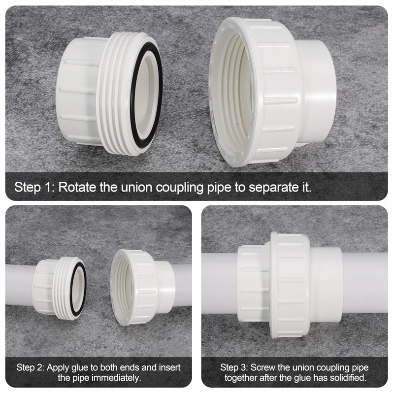 2" PVC Union Coupling Pipe Fitting PVC Adapter Schedule 40,