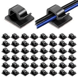50 Piezas Clips Organizador de Cables Autoadhesivo, Negro, 14 x 13 x 8 mm