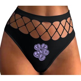 Knaughty Knickers Dirty Valentines Day Heart Candies Suggestive Fun Gift Black Fishnet Thong Adult Flirty Fun