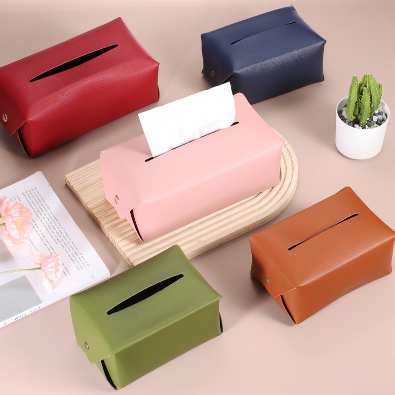 sourcing map Tissue Box Cover with Button Rectangle Tissue Box