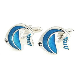 Salutto Men's Blue Angel Fish Cufflinks with Gift Box