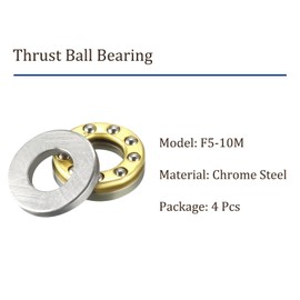 Kozelo 4pcs F5-10M Thrust Ball Bearings [5mm x 10mm x 4mm] Chrome Steel Miniature Thrust Bearings with Washers for Machine Tools
