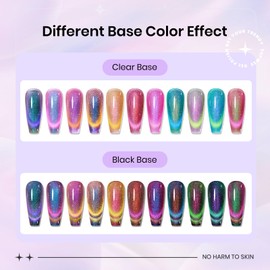 SUPWEE SUPWEE 12 Colors Cat Eye Gel Polish with Magnetic Stick, Chameleon Magnetic Gel Polish Kit Trible Colors Effect Galaxy Cateyes Nail Polish Gel Collection Home DIY Manicure for Women Girl
