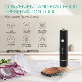 VOYOR Handheld Vacuum Sealer for Food Preservation & Storage Portable Vacuum Sealer for Food with 5 PCS Reusable Upgraded Vacuum Bags Cordless and Rechargeable Compact Vacuum Sealer VS500(Black)