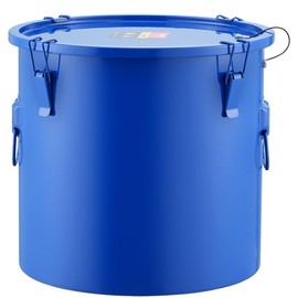 VEVOR Fryer Grease Bucket, 10 Gal Oil Disposal Caddy Carbon Steel Fryer Oil Bucket with Rust-Proof Coating, Oil Transport Container with Lid, Lock Clips, Filter Bag for Hot Cooking Oil Filtering, Blue Kitchen Utensils - Capacity: 6 Gallons