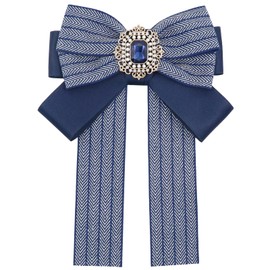 Mantieqingway Bow Ties for Women/Girls, Pre-tied Bowties with Brooches Pins Accessory for School Uniforms Wedding Party Gifts (Navy)