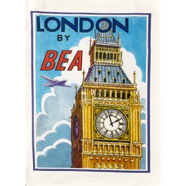 Half a Donkey London Vintage Flight Large Cotton Tea Towel