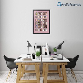 ArtToFrames Collage Photo Frame Double Mat with 30-2x3 Openings with Satin Black Frame and Seashell mat.