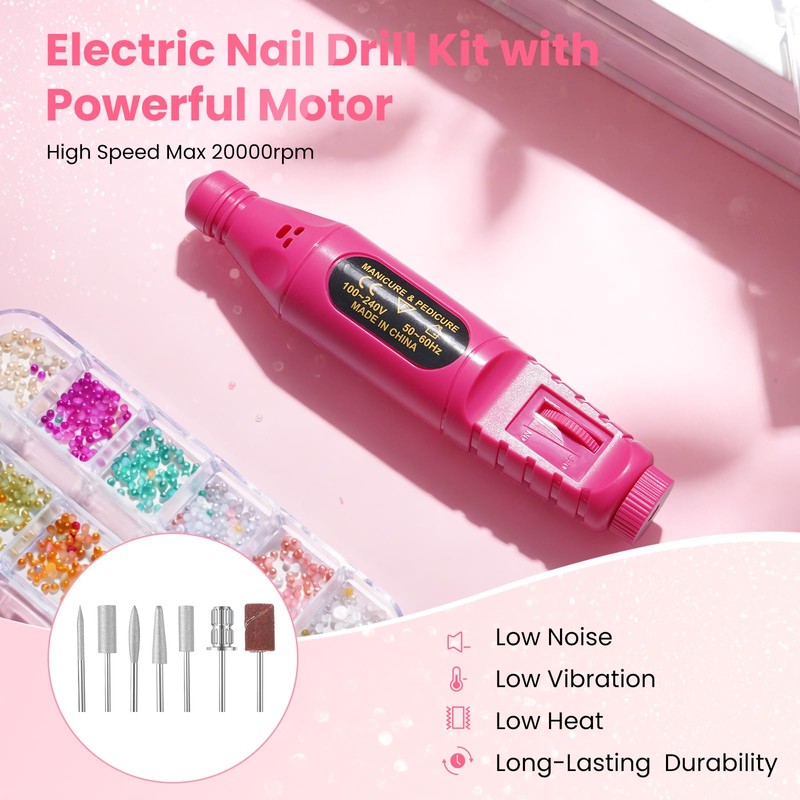 Nail Kit for Beginners, Acrylic Powder Liquid Set with Drill