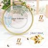 Bokon 12 Set Clear Charger Plates Bulk 13 Inch Beaded