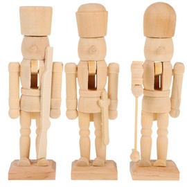 SEWACC Unfinished Wooden Nutcracker Pack of 3 12 cm Christmas Nutcracker Soldier Blank Nutcracker Doll for DIY Crafts Christmas Decoration (Random Style)