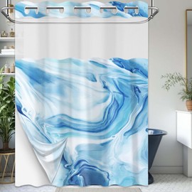 Marble Hookless Shower Curtain with Snap in Liner, 71x74 in, 2 in 1