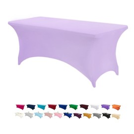 Peomeise 6FT Spandex Table Cover Rectangular Stretch Spandex Tablecloth (Lavender,6FT)