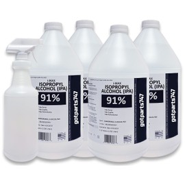 Isopropyl Alcohol - IPA 91% (4-1 Gallon) High Purity - Made in USA - Includes an Empty Trigger Spray Bottle