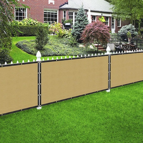 7' x 36' Beige Privacy Screen Fence Cover Panel Shade