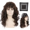 Karlery Men Long Brown Wave Wig with Bandana 80s Heavy