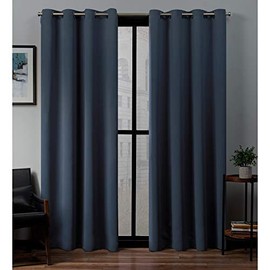 Exclusive Home Curtains Sateen Twill Woven Blackout Grommet Top Curtain Panel Pair, 52x84, Vintage Indigo