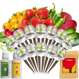 Fruit Seed Pod Kit for AeroGarden, iDoo, Ahopegarden, GARDENCUBE, 12 Pods with Strawberry, Tomato, Pepper, Cucumber, Pea, Radish, Ruby Queen Beet, Hydroponics Growing System Kits for Indoor Garden