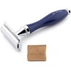Double Edge Safety Razor with Resin Handle and Leather Case