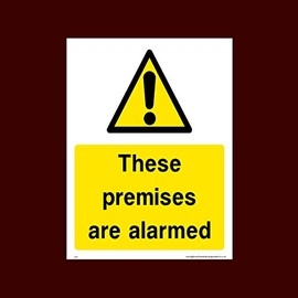 These premises are alarmed Plastic Sign (S11) - CCTV, Security, Warning, Alarmed, Surveillance, Camera, Dogs, Premises