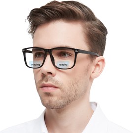 WEMOOTANTS Large Bifocal Reading Glasses Men Blue Light Blocking Readers with Spring Hinges 1.0 1.25 1.5 1.75 2.0 2.25 2.5 2.75 3.0 3.5 (Black, 1.25)