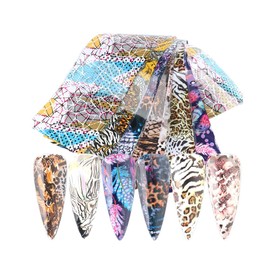 Generic Snake Leopard Tiger Print Animal Nail Foil Transfer Sticker 10Pcs 20X4Cm Xk1211 Nail Wraps Art Stickers Manicure Supplies for Women for Home Nails Full Long Lasting Easy Apply and Remove