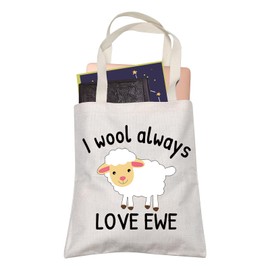 Funny Lambs Farm Animals Lovers Gifts I Wool Always Love Ewe Shopping Bag Lamb Sheep Pun Xmas Valentine Travel Tote Bag (Always Love Ewe)