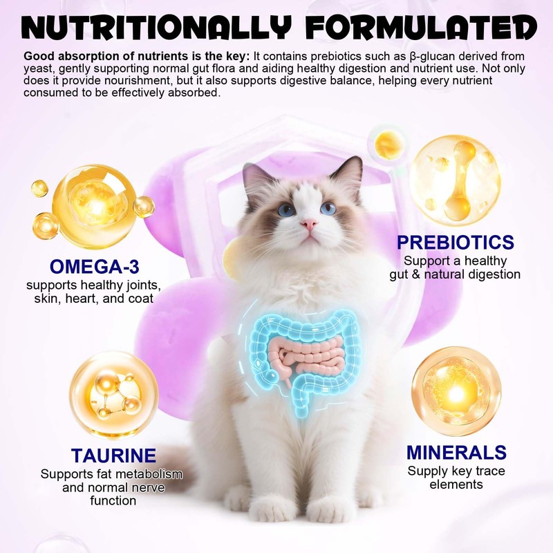Cat Vitamins Treats, 15 in 1 Cat Multivitamin Chews Vitamins