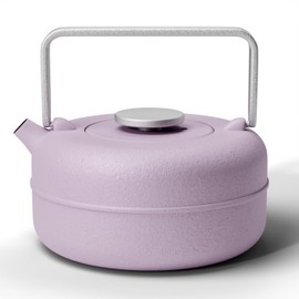 Toptier Teapot with Removable Infuser, Cast Iron Tea Kettle Stovetop Safe, Solid Geometry Cylinder Design Tea Pot Coated with Enameled Interior for 27 Ounce (800 ml), Purple