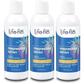 LIFE-FLO Life-flo Magnesium Lotion w/Concentrated Magnesium Chloride | Calms & Rejuvenates Muscles & Mind | Vanilla Scent | 8 Fl Oz (Pack of 3)