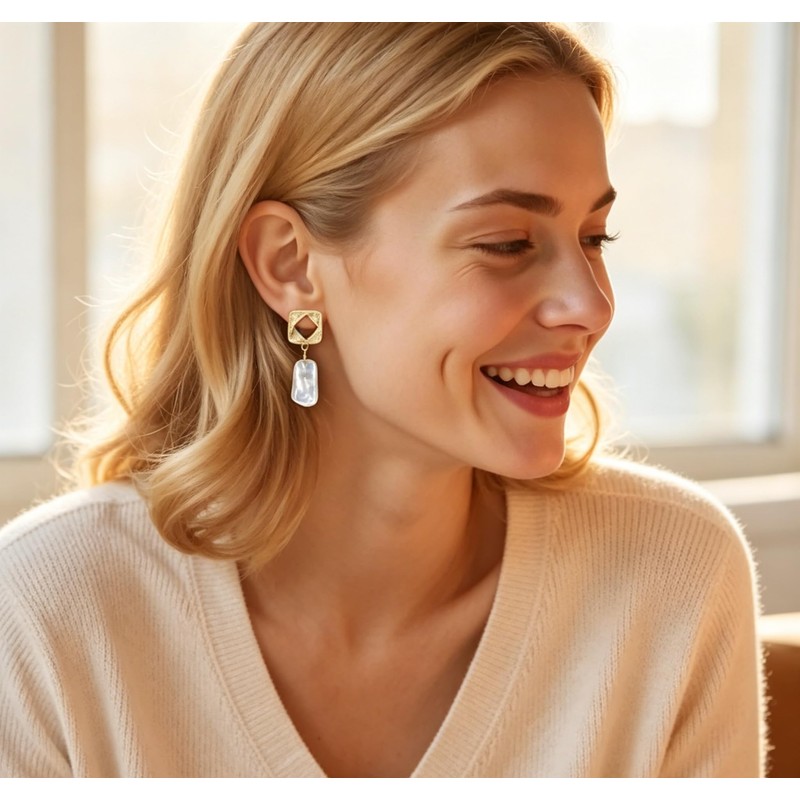 Pearl Earrings for Women 925 Sterling Silver Post 15-20mm 14K