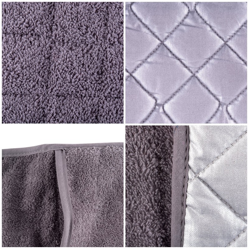 DII Basic Terry Collection 100% Cotton Quilted, Double Mitt, Gray,