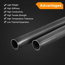 MECCANIXITY Carbon Fiber Tubes, 500mm x 26mm x 24mm 3K Hollow Carbon Wrapped Tubing Round Plain Weave Glossy Surface for Quadcopter Pack of 2