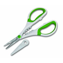Zyliss Heavy Duty Home & Kitchen Herb Shears Scissors with Innovative Stem Stripper, Versatile Kitchen Shears for Trimming Weeds, Flower Buds & More - White/Green - 8.5 x 4.2 x 0.4 inches