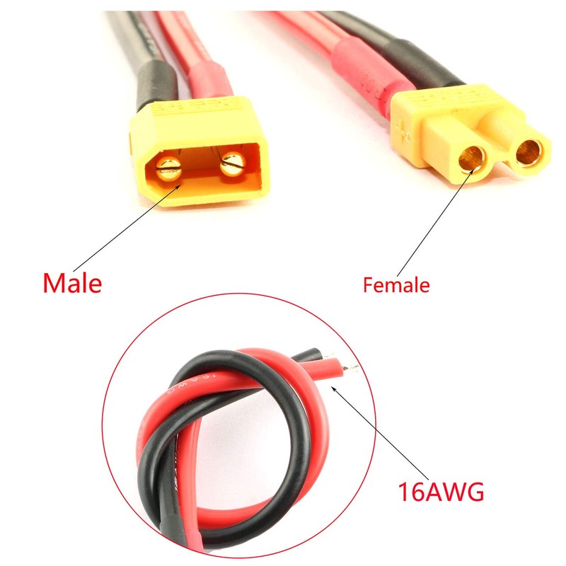 DGZZI 1Pair XT30 Plug Male and Female Connector with 150mm