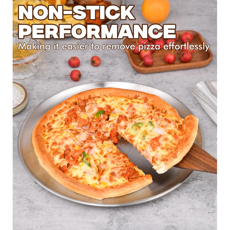 Yuiicaov Stainless Steel Pizza Pan 12 inch, Pizza Pan for