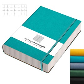 AHGXG Graph Paper Notebook - 320 Pages Grid Paper Notebook Large Journal B5, 100gsm Thick Graph Paper, Leather Softcover, Inner Pocket, 7.6'' X 10''- Cyan