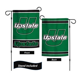 USC Upstate Spartans Garden Flag Set with Stand, Printed in The USA, 12.5" x 18" College Flag with Three Piece Steel Yard Flag Stand Holder