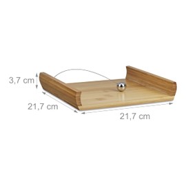 Relaxdays Bamboo Napkin Holder, HxWxD: 3.7 x 21.7 x 21.7 cm, Ball as Weight, Wood, Napkin Stand, Natural Brown